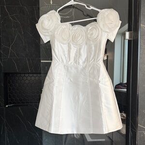 Fashion Nova White Rosette Mini Dress